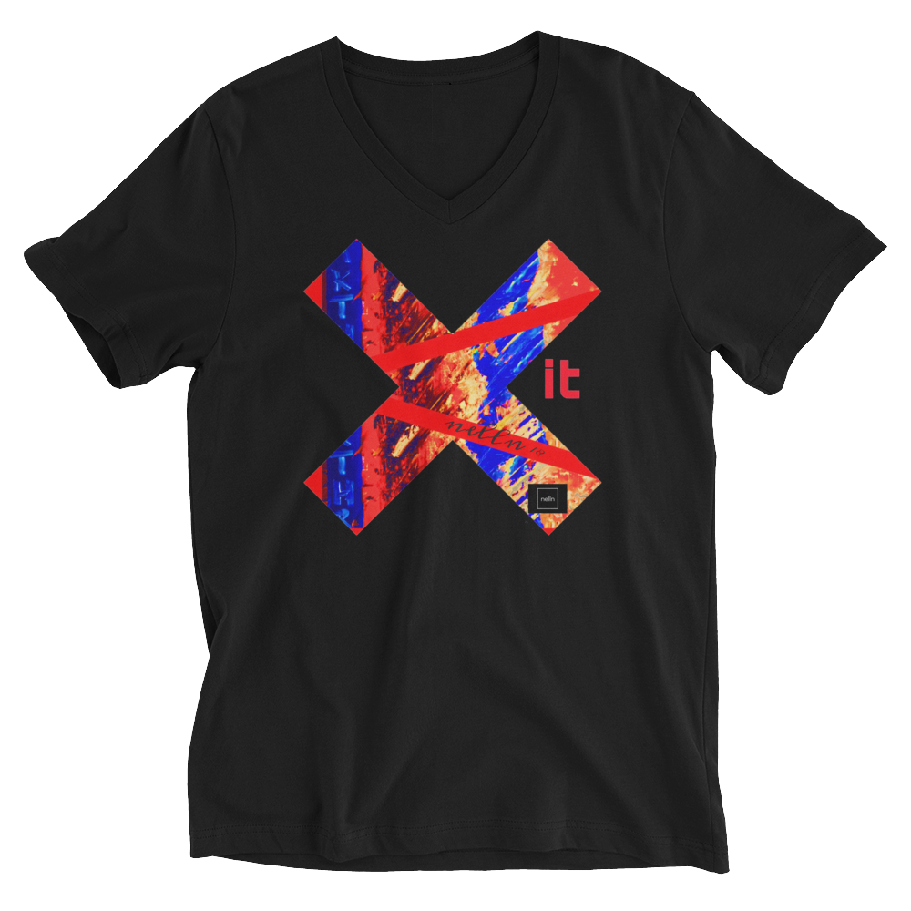 Exit- Unisex Short Sleeve V-Neck T-Shirt