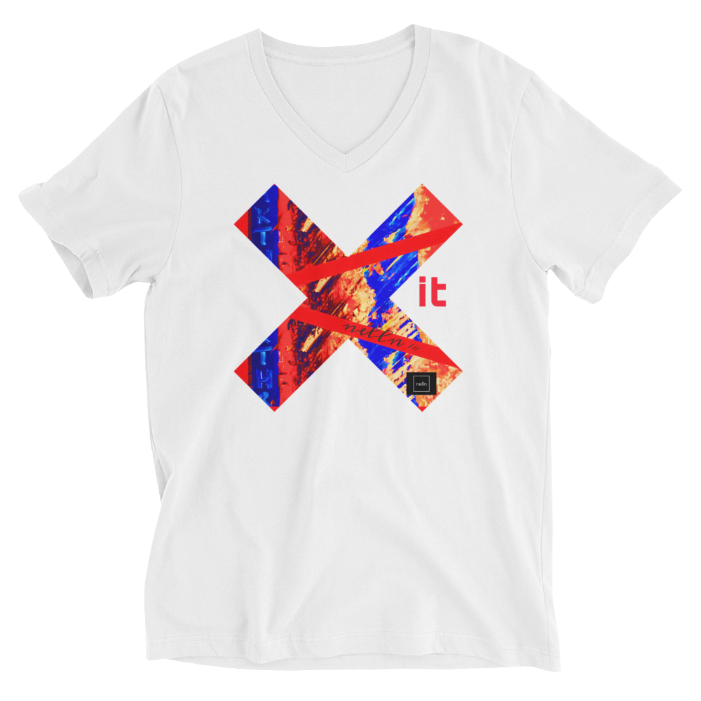 Exit- Unisex Short Sleeve V-Neck T-Shirt